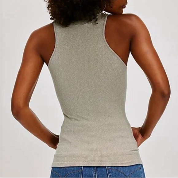 Free People Intimately Seamless Tank Top Laurel Oak (XS/S) Sleeveless Turtleneck - Picture 2 of 8